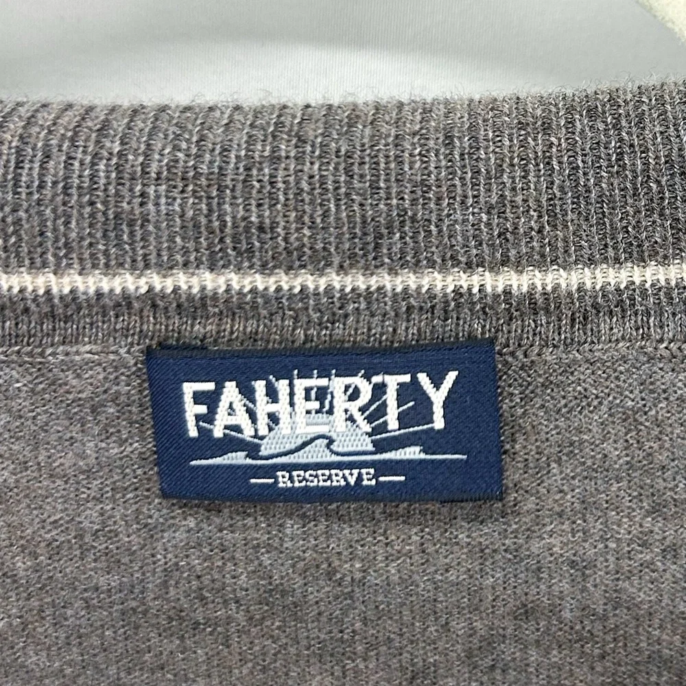 Faherty Men’s Reserve Brown Quarter Zip Sweater Cotton Coolmax X-Large